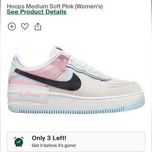 Nike Air Force 1 Low Shadow Women’s  (Hoops Medium Soft Pink) US size 8